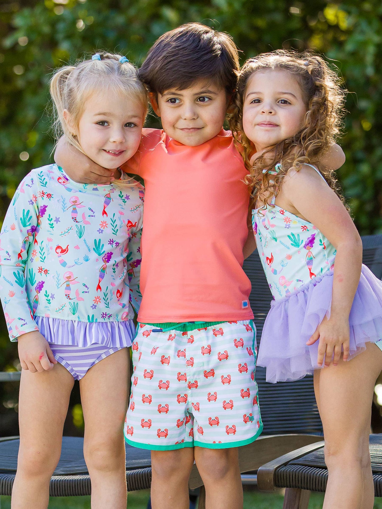 Boys Crabby Cove Dolphin Hem Swim Trunks