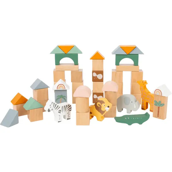 Pastel Building Blocks Safari Theme 50 Piece Play - Lulie