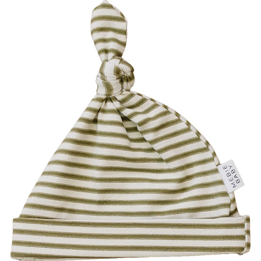 Newborn Knot Hat- Olive Stripe - Lulie