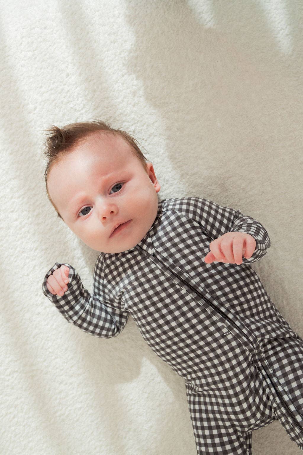 Bamboo Zip Pajamas- Green Gingham