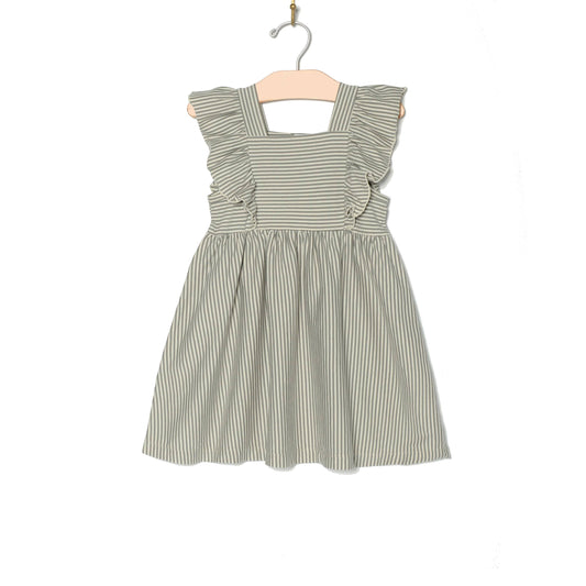 Flutter Tank Dress- Steel Stripe