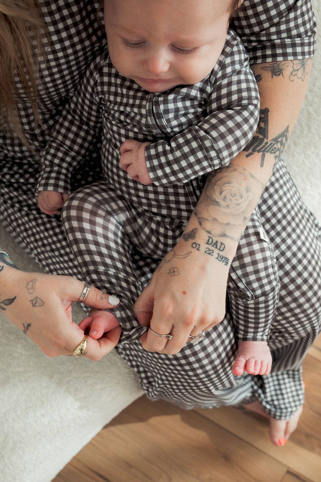 Bamboo Zip Pajamas- Green Gingham