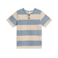 Organic Reef Short Sleeve Henley - Marco Stripe / Rain + Oat