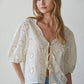 Eyelet V-Neck Tie Front Top