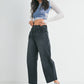 Raw Hem Barrel Jean- Washed Black