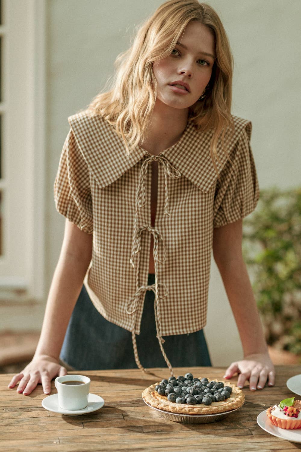 Front Tie Gingham Top