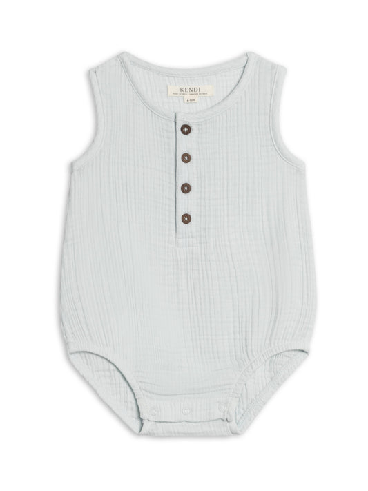 Bowie Muslin Bubble Romper - Powder