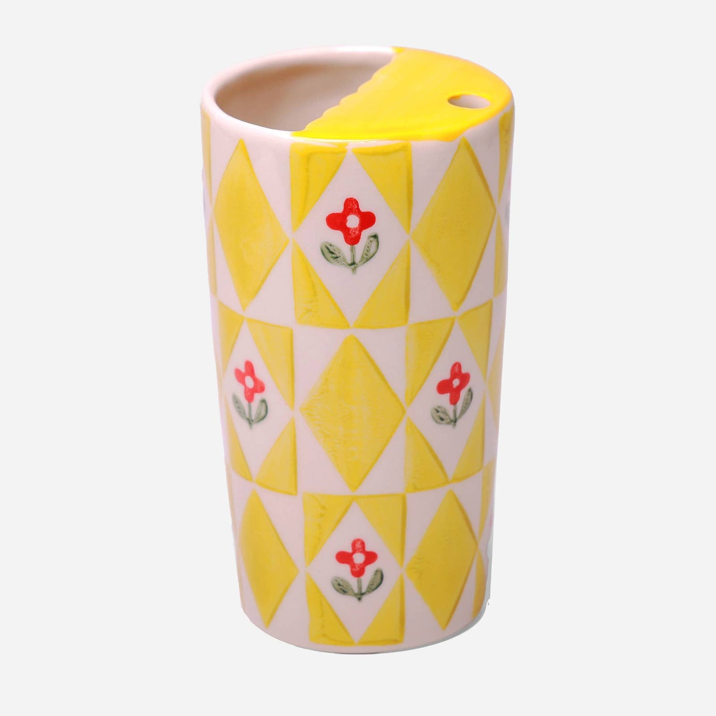 Ceramic Travel Coffee Tumbler- Flowers