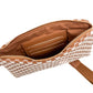 Emma Woven Clutch Wristlet: Tan Checkered
