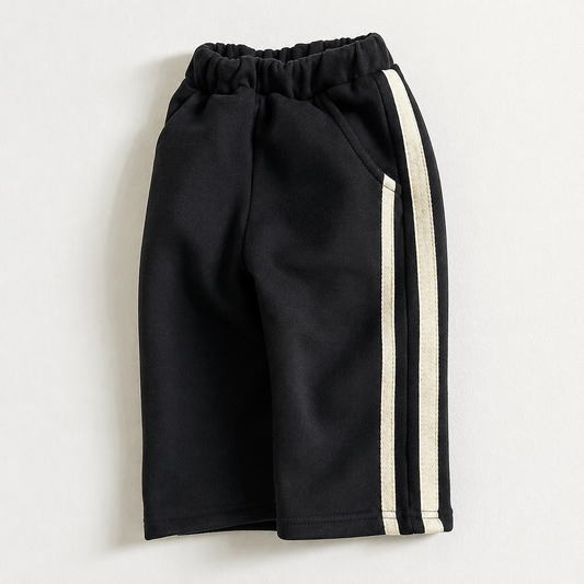 Black Double Stripe Pants with pockets