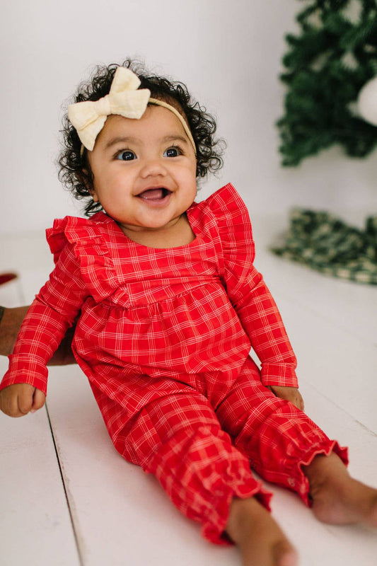 Mabel Romper- Red Picnic Plaid