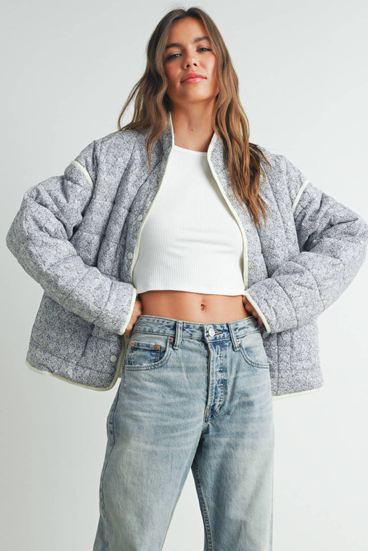 Boho Print Floral Quilted Jacket