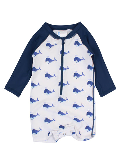Baby Boys Whale Friends Long Sleeve One Piece Rash Guard