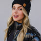 Black Cable Knit w/ Natural Pom Hat