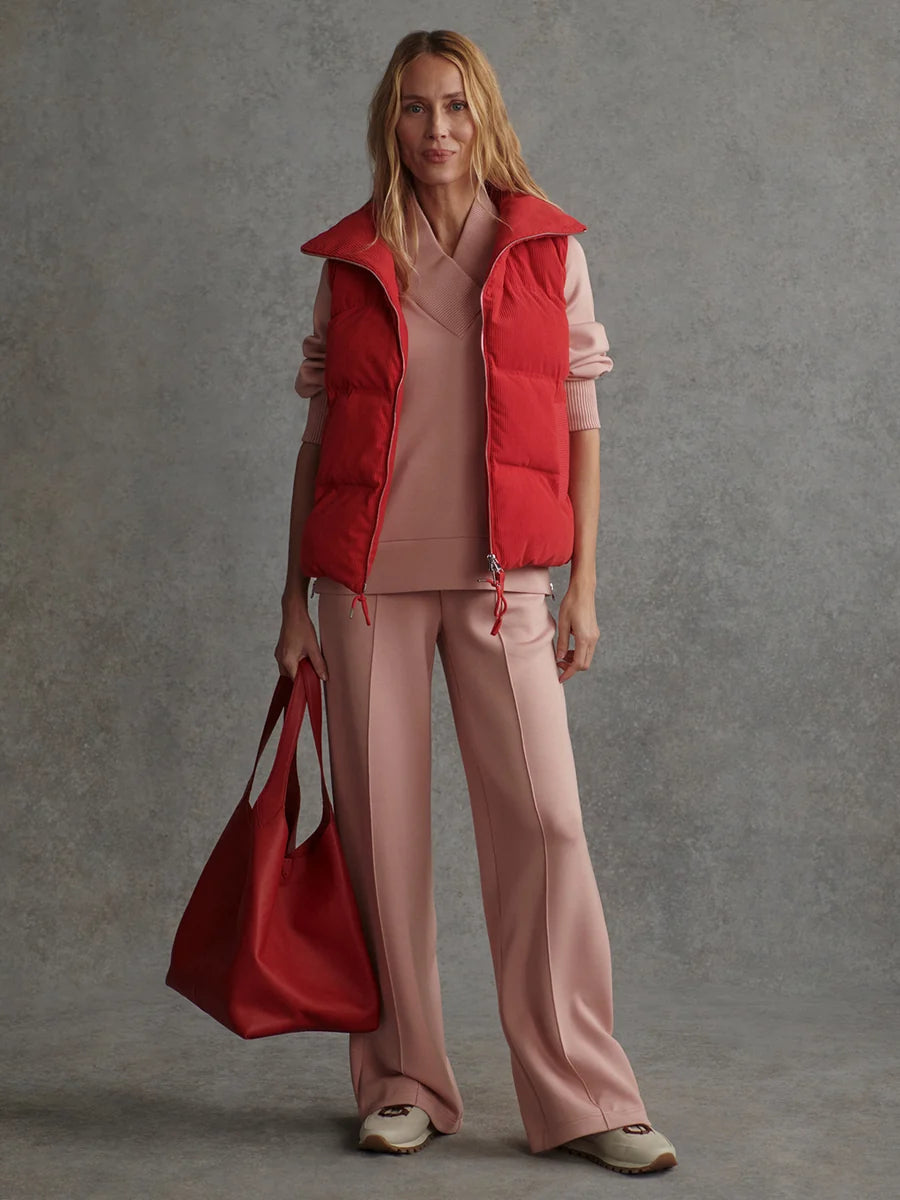 Lilah Cord Puffer Gilet- Pink Begonia