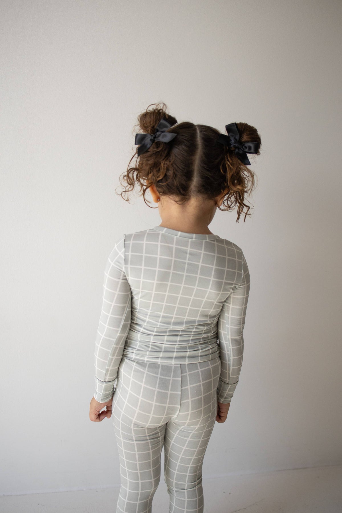 Bamboo Two Piece Pajamas- Foggy Grid