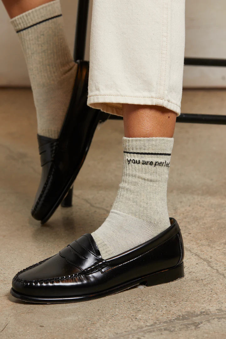 you are perfect socks- heather grey