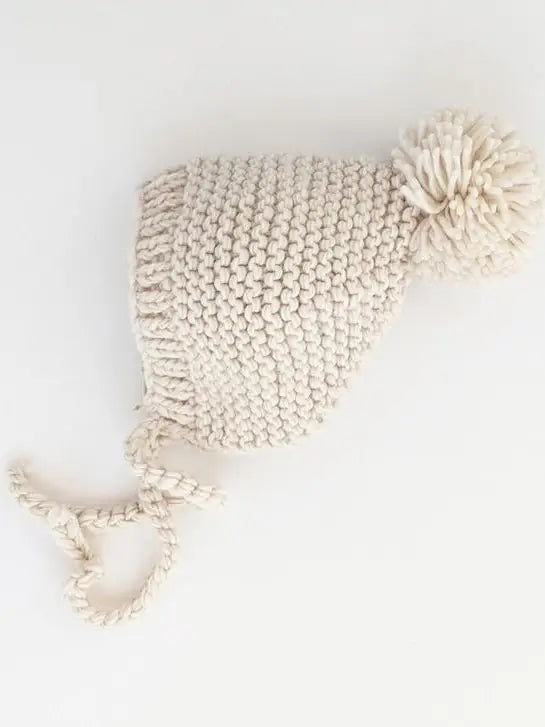 Natural Garter Stitch Knit Bonnet Baby & Kids