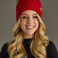 Red Cable Knit Pom Hat