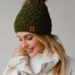 Olive Knit Pom Hat