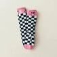 Checkered Smiley Socks | Pink