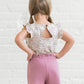 Organic Ella Ruffle Sleeve Tank - Giada Floral / Lilla