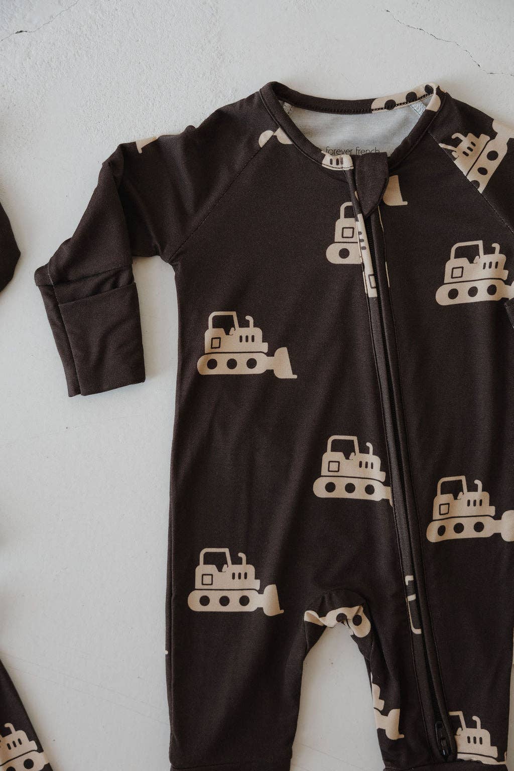 Bamboo Zip Pajamas- Bulldozer
