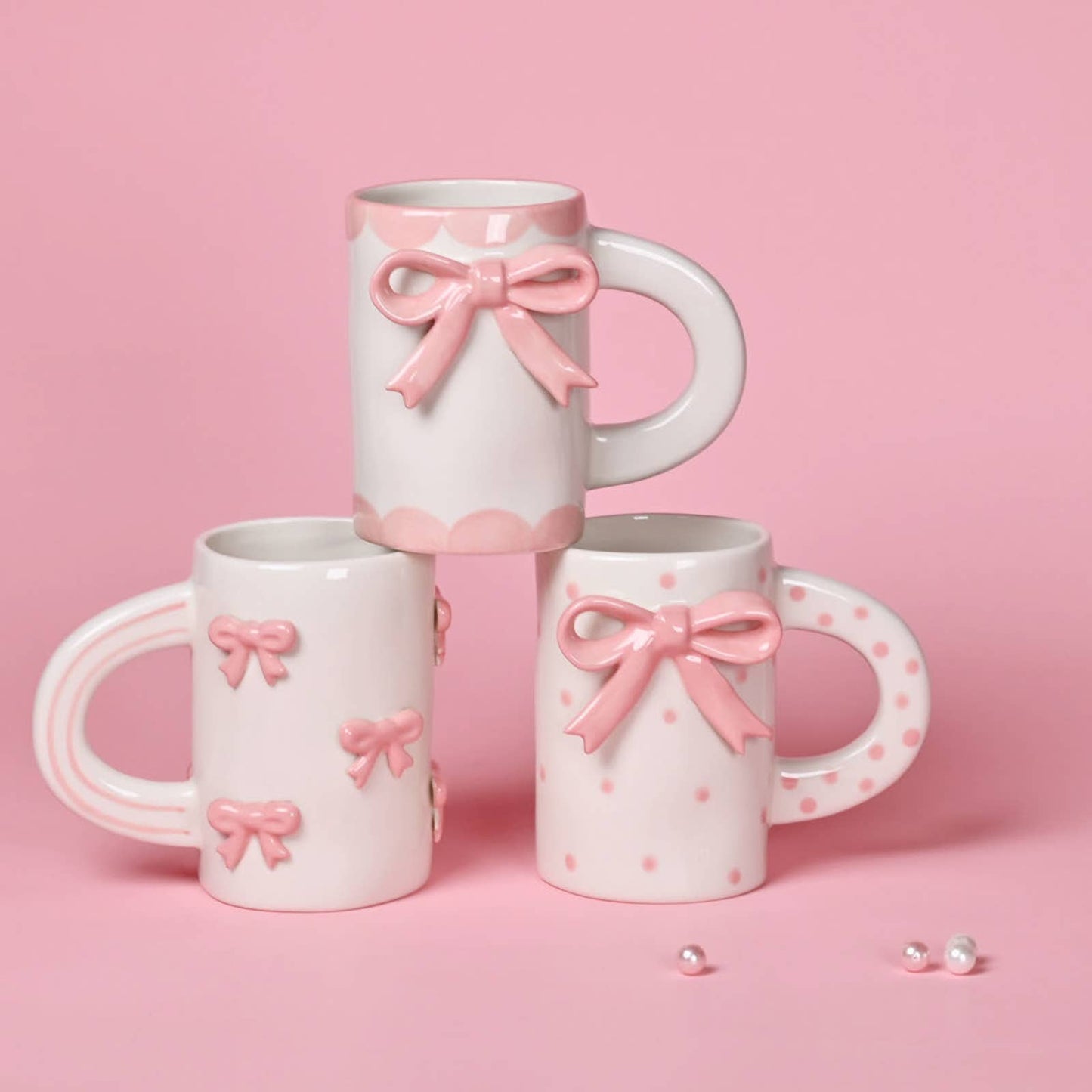 Ceramic Coffee Mug- Pink Bows