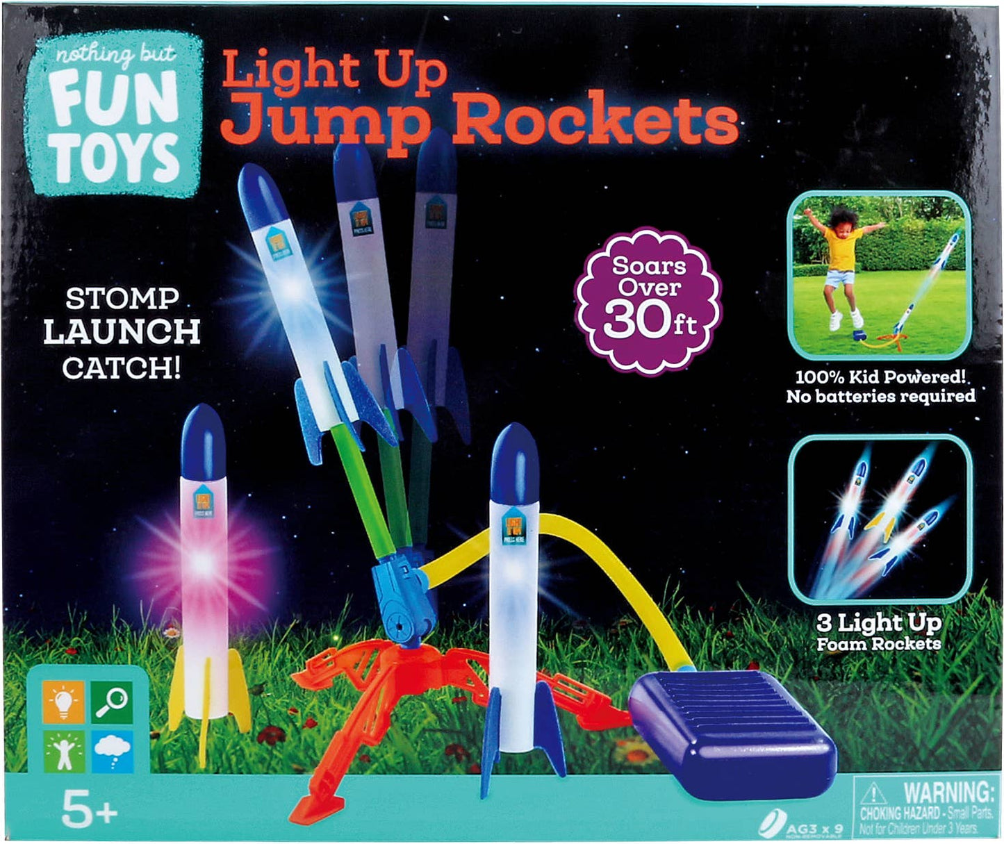 Nothing But Fun Toys - Light Up Air-Powered Jump Rockets