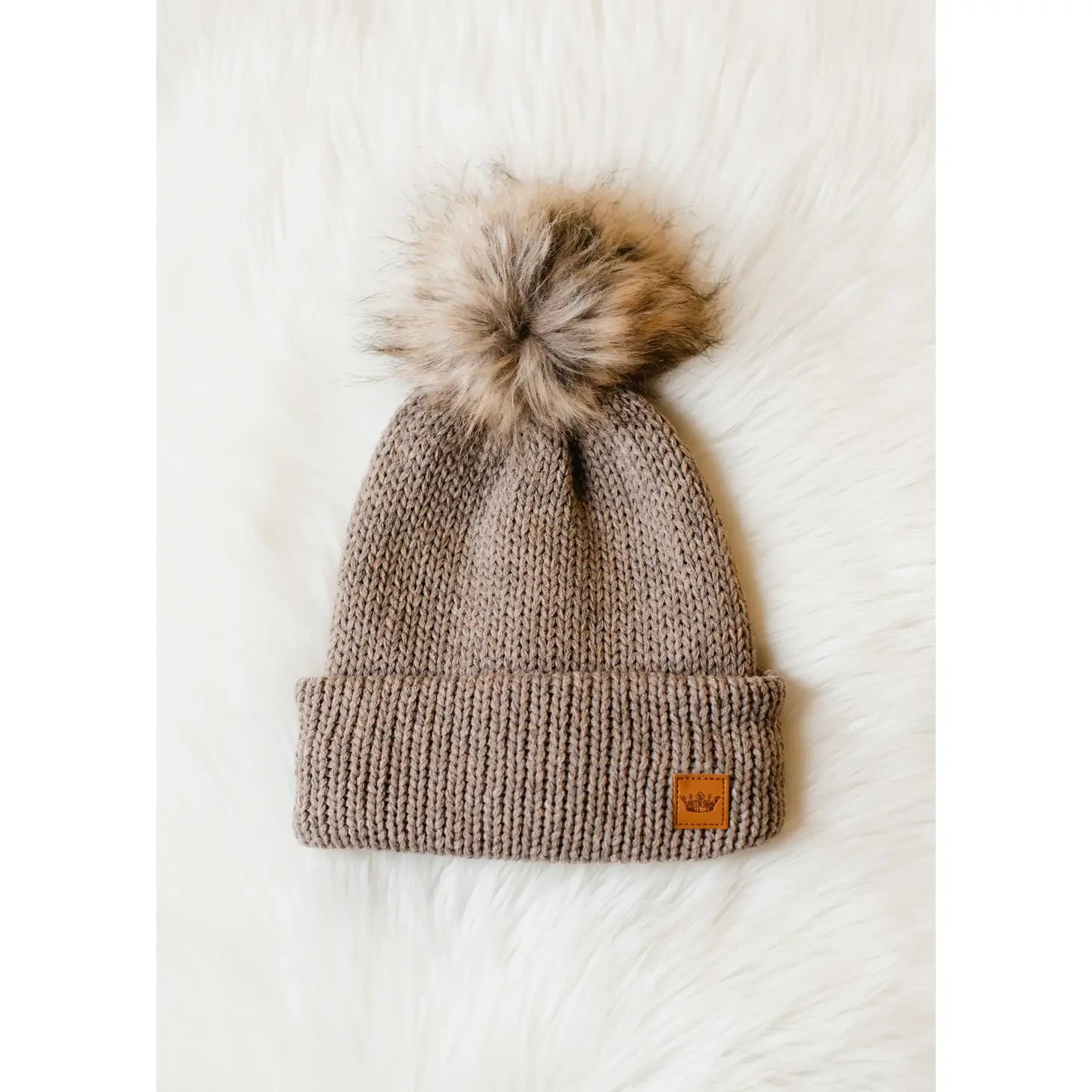 Mocha Cable Knit Pom Hat - Lulie