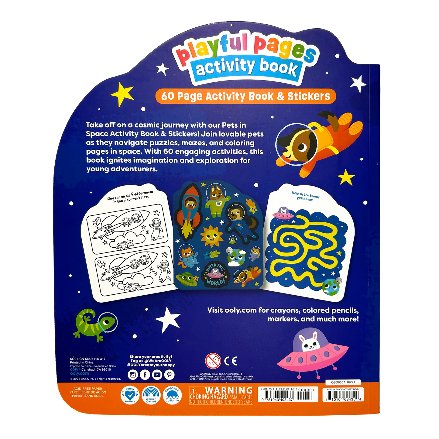 Playful Pages: Activity Book - Pets in Space (60 Pages)