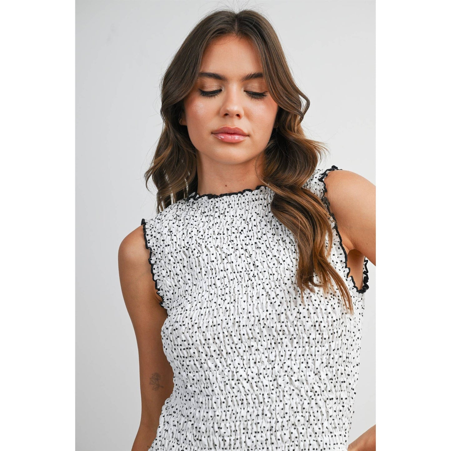 Ruched Ribbon-Back Blouse