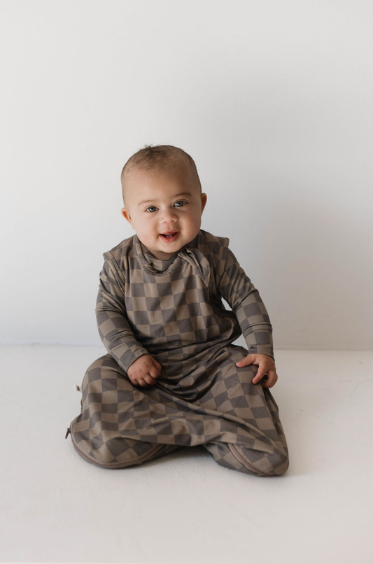 Bamboo Sleep Sack- Faded Brown Checkerboard 1.0 TOG