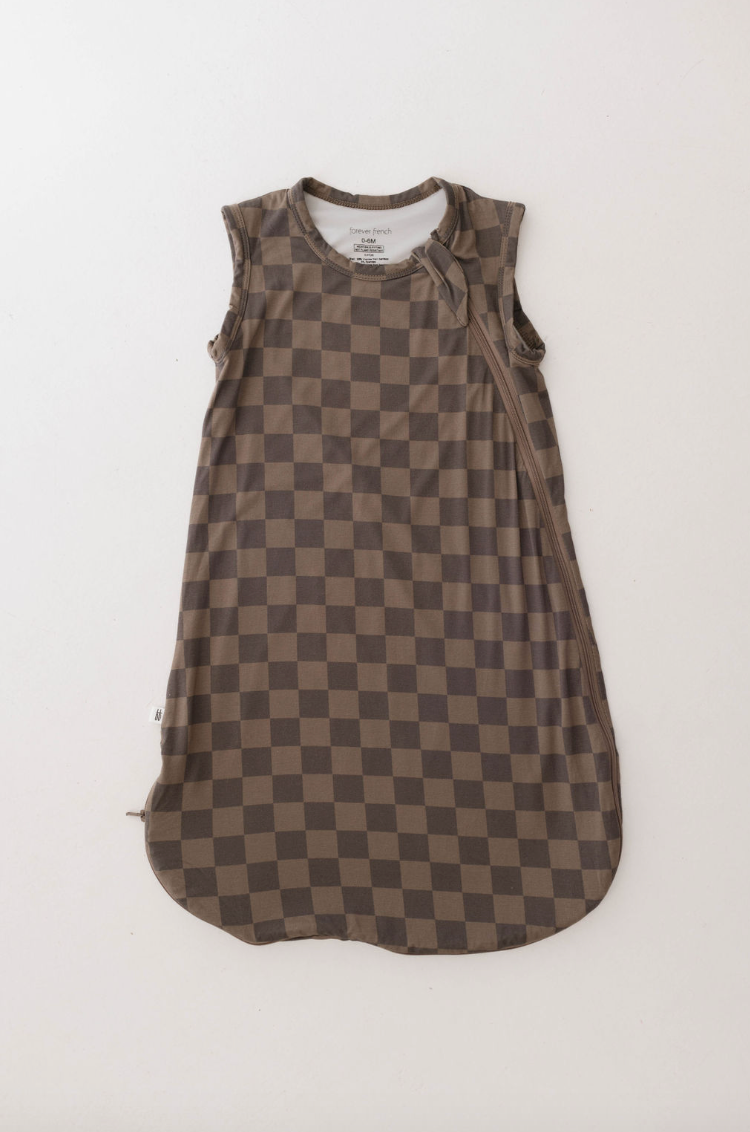Bamboo Sleep Sack- Faded Brown Checkerboard 1.0 TOG