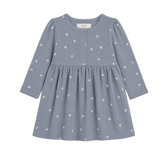 Rita Pointelle Long Sleeve Dress - Macy Bluen