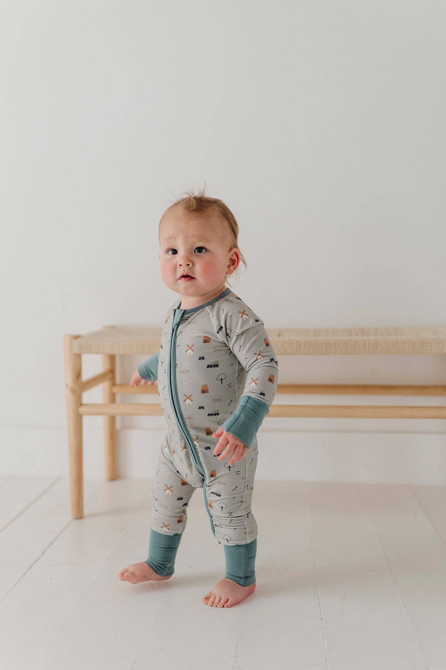 Long Sleeve Zip Romper- Dinosaur