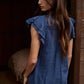Button V-Neck Short Sleeve Top