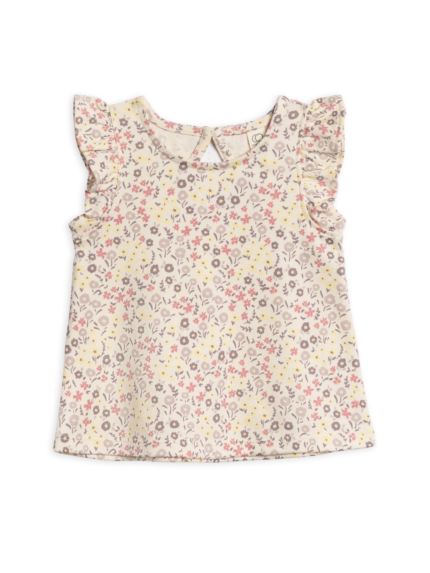Organic Ella Ruffle Sleeve Tank - Giada Floral / Lilla