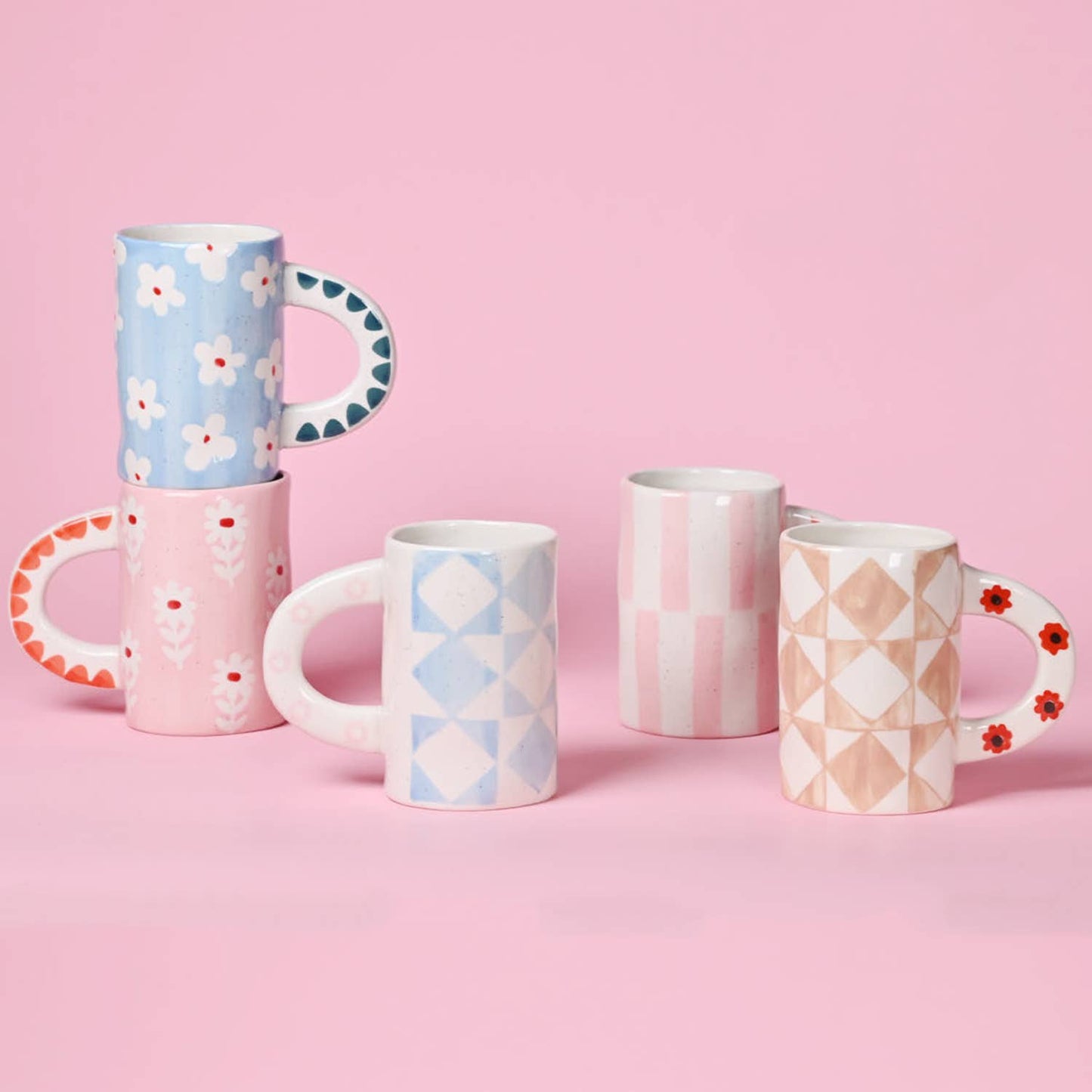 Ceramic Coffee Mug- Pink Stripes