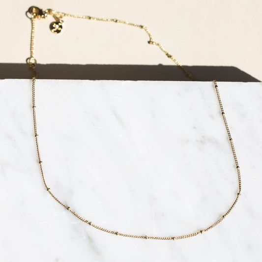 Gold Delicate Saturn Chain Necklace