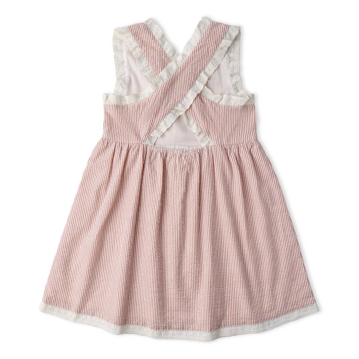 Organic Cross Back Dress - Coral Stripes