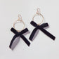 Black Clara Velvet Bow Hoop Earrings