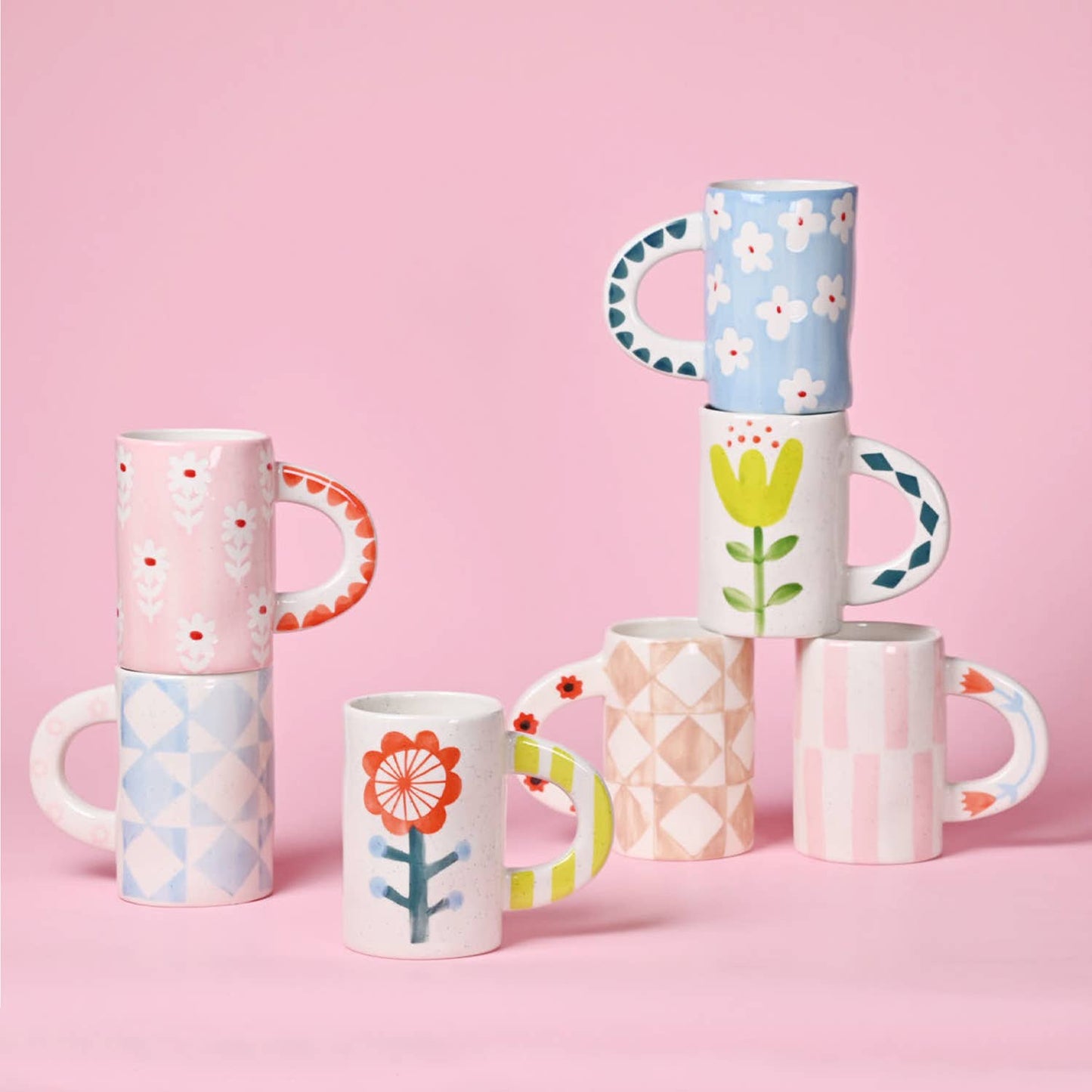Ceramic Coffee Mug- Pink Stripes