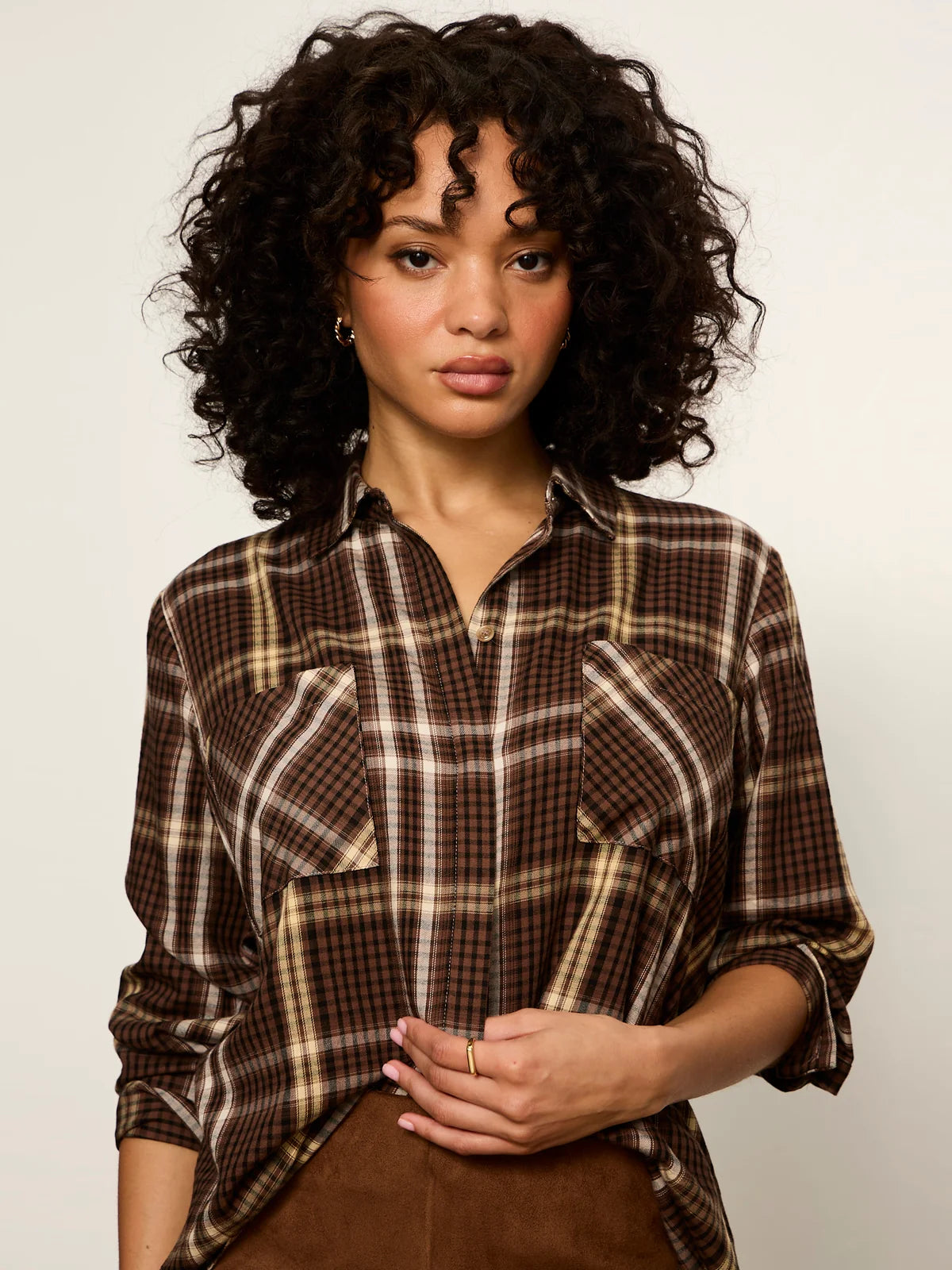 Sanctuary City Plaid Shirt- Burnt Cocoa