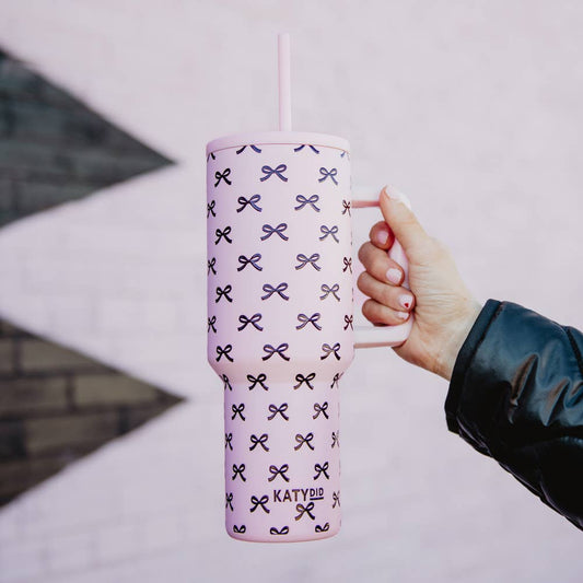 Black & Pink Mini Coquette Bows 38 Oz Tumbler