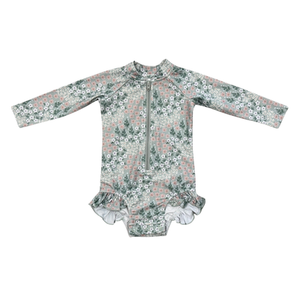 Girl's Ruffle Rash Guard Swimsuit