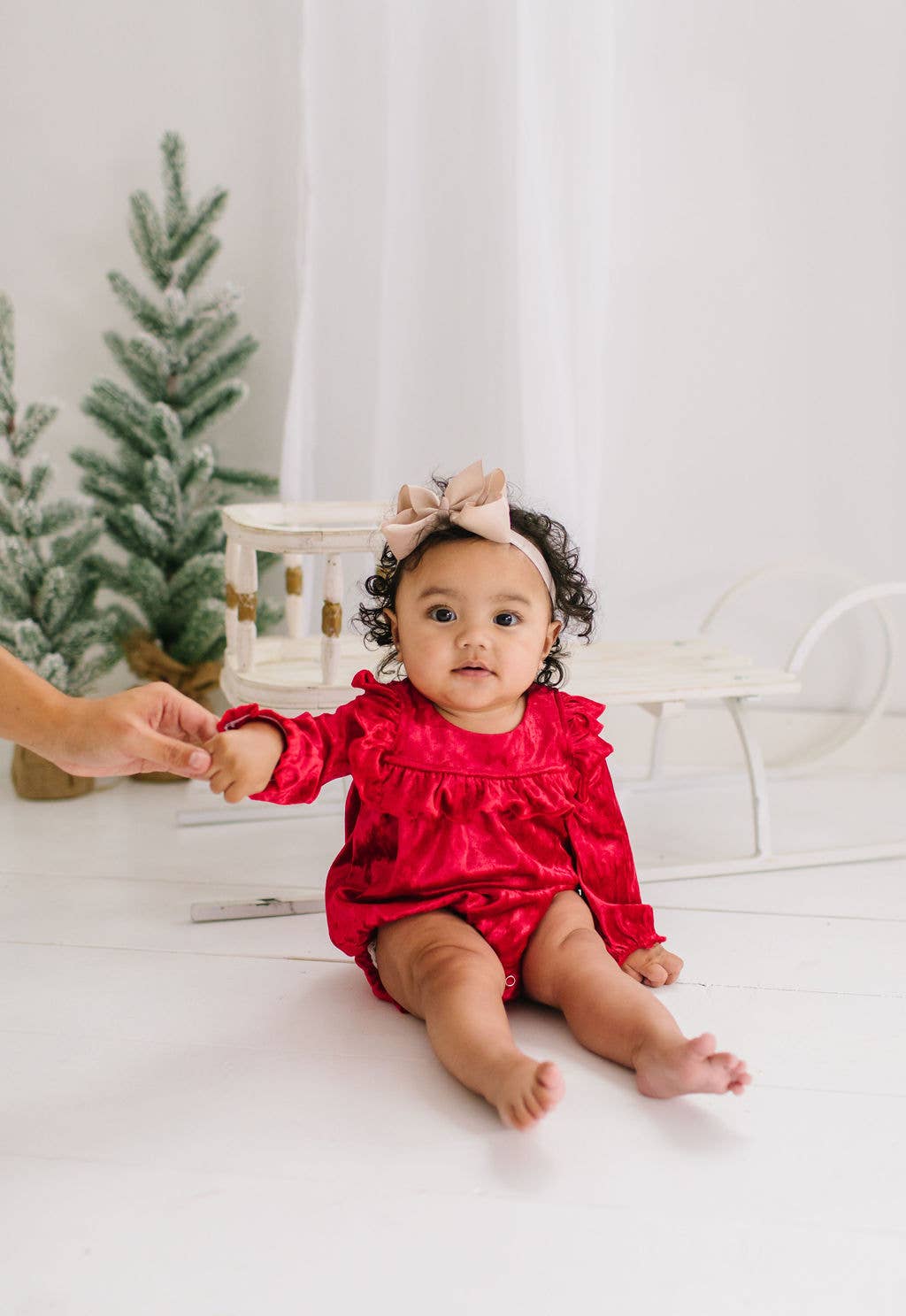 Hayley Romper- Red Crushed Velvet