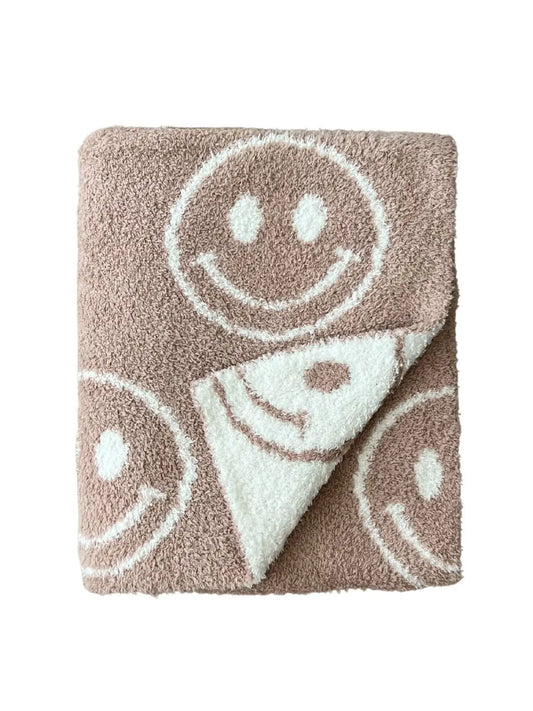 Smiley Fuzzy Blanket | Latte - Lulie