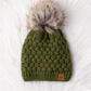 Olive Knit Pom Hat