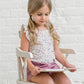 Organic Ella Ruffle Sleeve Tank - Giada Floral / Lilla